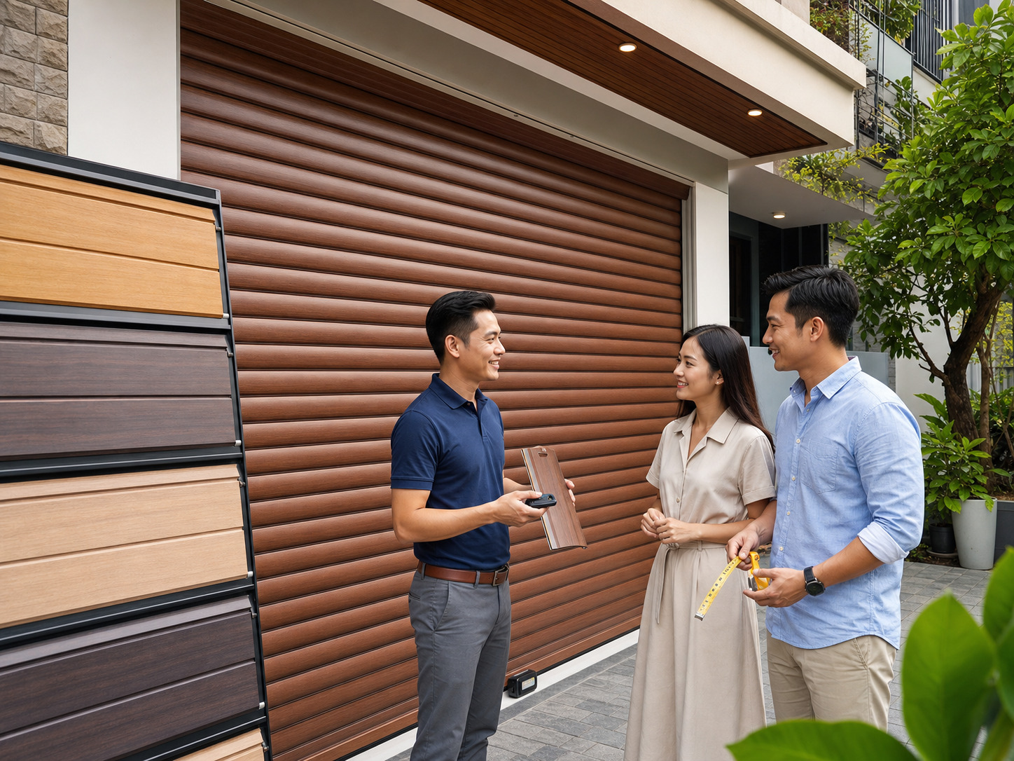 Cửa cuốn màu vân gỗ