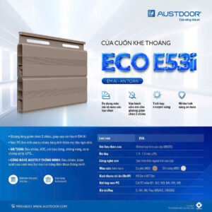 Mẫu cửa cuốn Austdoor E53i và cấu tạo nan nhôm