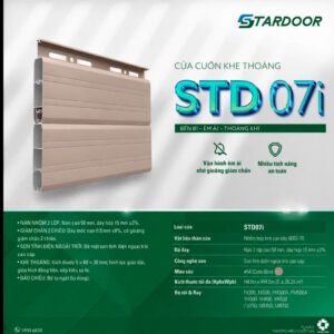 Cửa cuốn Stardoor STD07i màu cafe đậm và bảng thông số kỹ thuật
